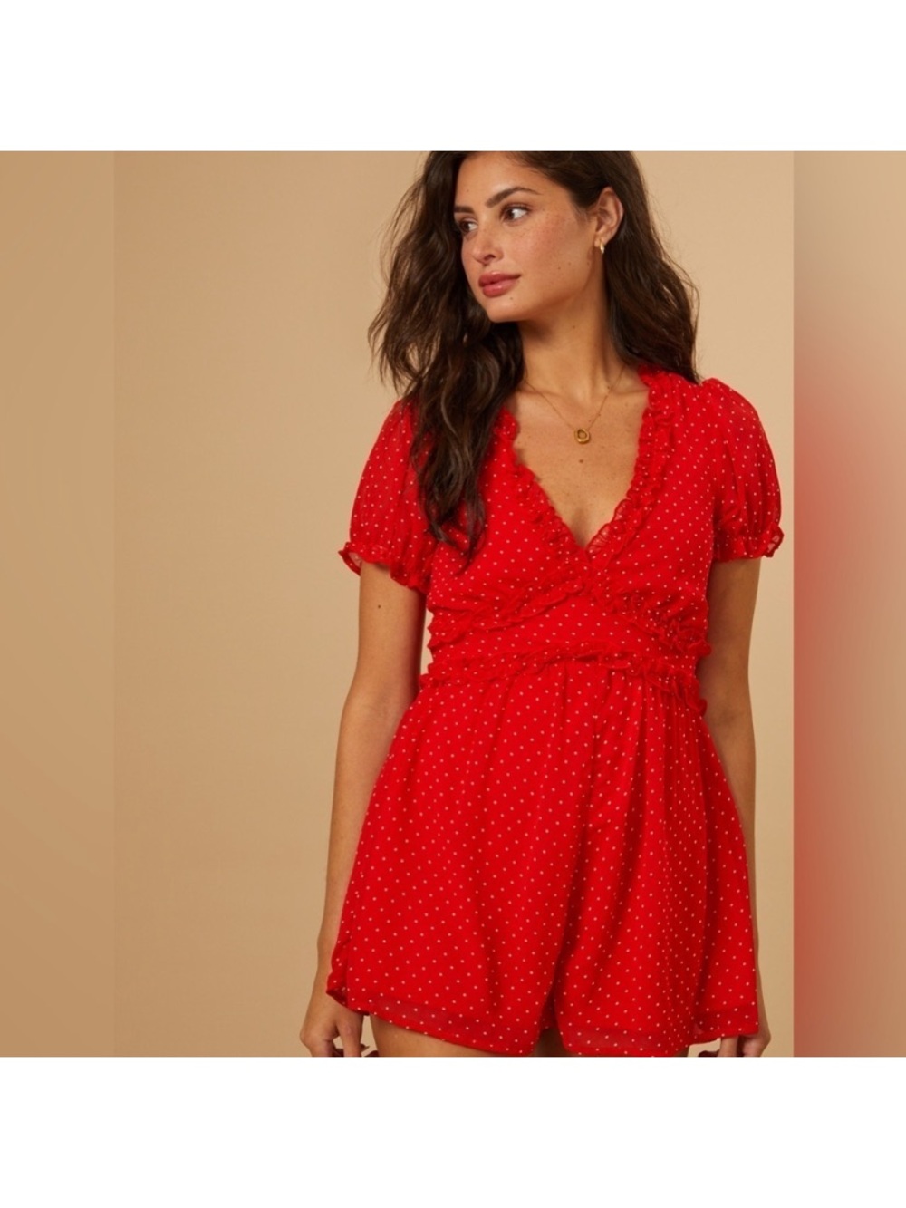 NWT Trixxi Polka Dot V-Neck Romper P28